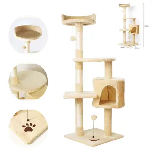 46 inches Cat Tree Multi-Level Cat Tower with Sisal-Covered Scratching Posts, Plush Perches, Hammock and Condo for Cats,2024 Christmas surprise gift