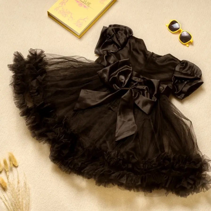 Girls Black Mesh Princess Dresses For All Seasons Kids Formal Clothing,Princess Birthday Dresses Summer Vacation Gifts Holiday Gifts