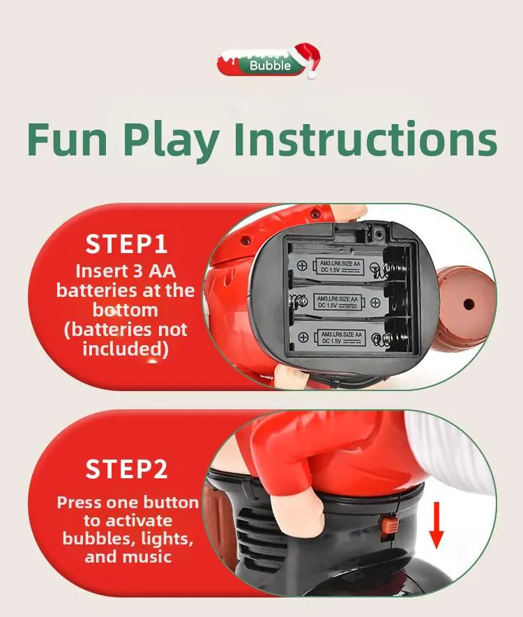 Product Introduction of Flagship Bubble-Farting Santa Claus Toy - With LED Lights & Music Bubble Christmas Toy Home & Daily Use - Festival & Party Supplies - Holiday Decorations - Christmas Decorations 7