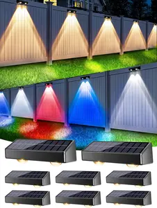BrizLabs Solar Outdoor Lights - 8/16 Pack Fence & Outdoor Step Lights, 11 Modes (Warm White, Cool White, RGB Color Changing), IP65 Waterproof, Upgraded Double Optical Lens, 100 Lumens, for Halloween Railing Wall, Outdoor Step Light