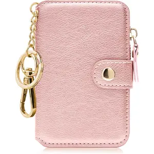 Keychain wallet, Rfid Blocking Credit Card Holder Leather, Zipper Card Case for Women
