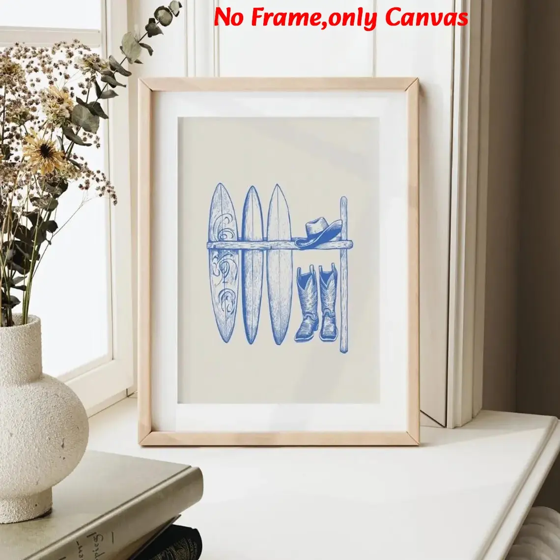 1 pc, wall art, modern poster, coast cowgirl art print, beach room decor, surfboard wall art, Y2K aesthetic, dopamine decor, granddaughter gift decor, living room decor, dining room decor, kitchen decor, frameless, Wall Art Painting