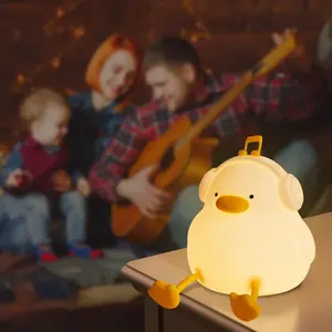Cute Duck Night Light, Decorative Night Light, LED Soft Silicone Baby Lamp, Adjustable Brightness, Timer, Room Decoration, Fun Gift for Kids