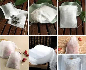 TIKA 100-Pack Non-Woven Disposable Tea Bags 8 x 10 cm, Loose Leaf Tea Filter Bags for Herbal Tea Infusion