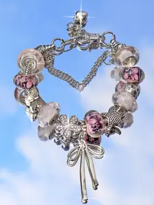 Cherry Blossom Charm Bracelet, Cute Style Bow Bracelet, Vintage Flower Bracelet, Butterfly Starfish Bracelet