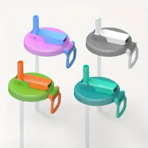 4 Color Soda Can Lids with Straw, Reusable pop can lids for Canned,BPA-Free Can Covers for Soda, Leak-Proof Design