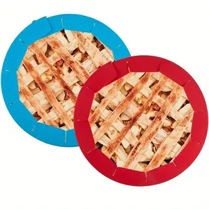 2pcs Pie Crust Shield Silicone Pie Protectors Adjustable Bake Crust Protector Pie Crust Protector Cover Kitchen Tool For Baking Pie Pizza