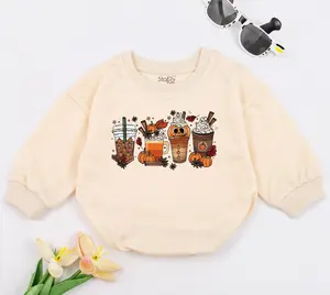 Fall Coffee Baby Bubble Romper, First Thanksgiving Baby Clothes, Fall Baby Bodysuits, Cute Pumpkins and Coffee Baby Romper