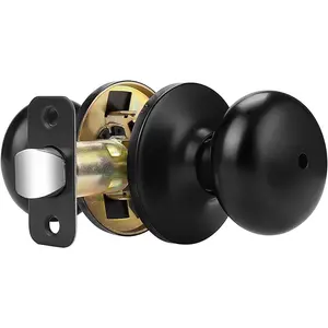 Door Knobs Interior Black Matte, 1 Pack Bed Bathroom Door Knob, Indoor  Locking Function with  Unlock Button, Solid Latch, Universible Handle