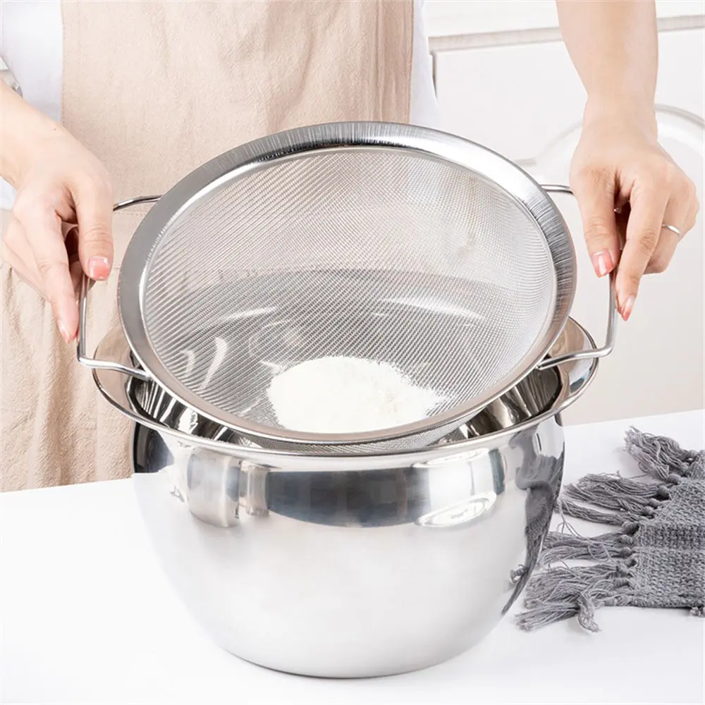 Stainless Steel Food Drain Basket, 3 Counts/set Metal Colander with Handle, Modern Colander Strainer, Stainless Steel Sieve for Kitchen Pasta, Salad, Vegetable, Rice, Fruit, Kitchen Cooking Accessories