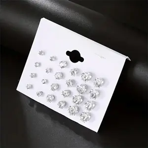 12PCS Earrings Set for Men Women Multiple Models Sparkling Elegant Design Versatile for Any Occasion
