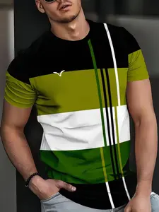Men's Short Sleeve 3D Digital Print T-Shirt, Breathable Quick-Dry Polyester, Casual Slim Fit, Sports Tops, Outdoor & Daily Wear, Comfortable Sport Top