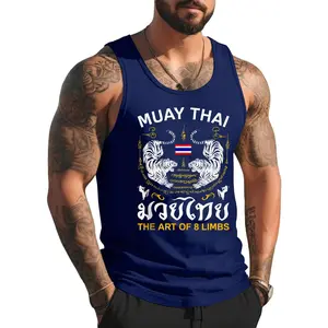 STYLE H487 The Art Of 8 Limbs Sak Yant Tiger Muay Thai Tank Top , Summer Vacation Muscle Top Graphic Sleeveless Tank Top