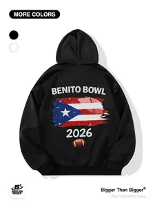 Bowl Games Halftime Show - Bunny Flag Print Oversized Hooded Sweatshirt, Casual and Breathable, Perfect for Outdoor Activities, Unisex, Trendy Sweatshirt