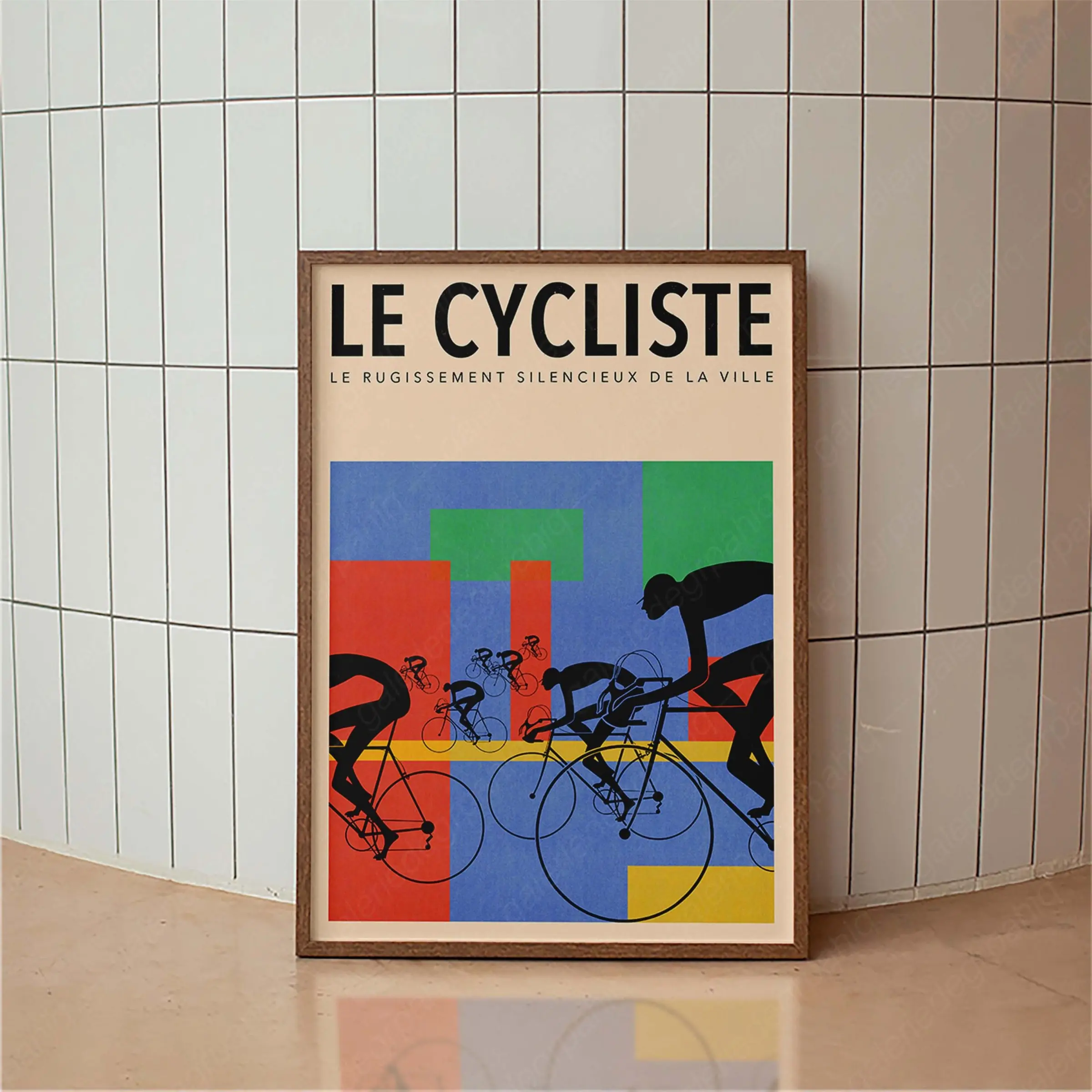 Le Cycliste Print Vintage Bicycle Poster, French Sports Decor, Tour De France Style, Modernist Bike Art Wall Art for Living Room Bedroom Apartment