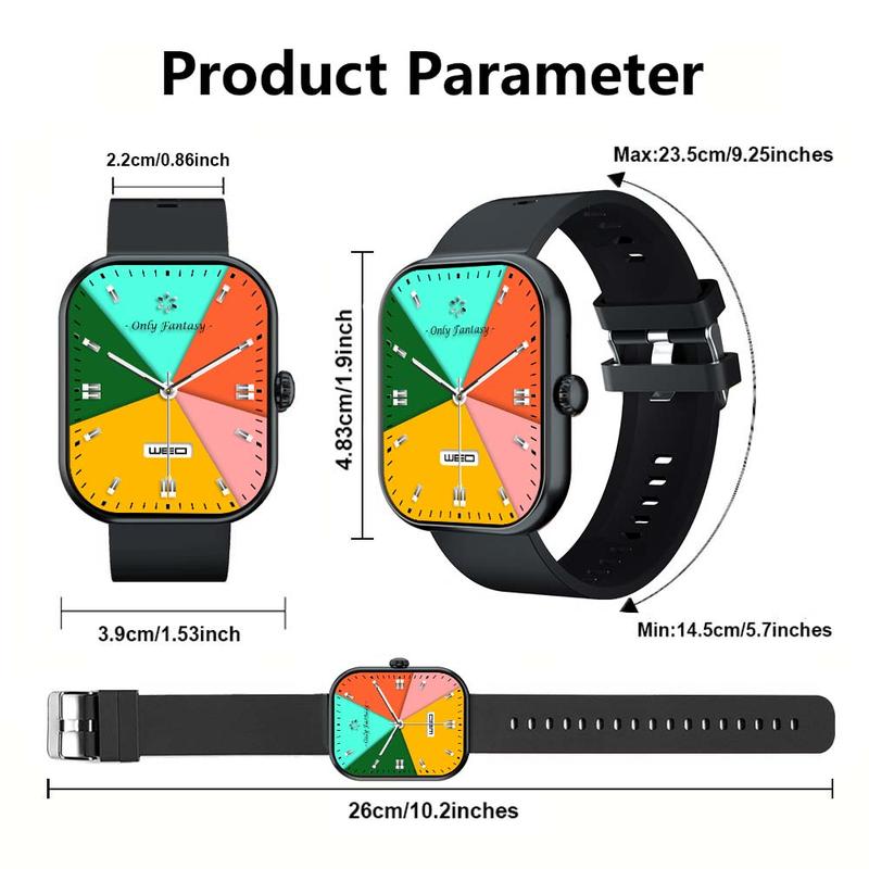Men's & Women's Smartwatch Newest 2.01” HD Touch Screen Receive/Dial Calls Play Music Sedentary Reminder Alarm Clock Stopwatch Calculator IP68 Waterproof Multiple Sport Modes DIY Wallpaper Gift for Android & iPhone
