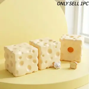 7cm Square Ultra-Thin Cheese Ball Stress Relief Toy, Squishies, Stress Relief Fidget, Tpr Shell, No Filling, DIY Cheese Skin, Birthday/halloween Gift, Teenager Relaxation Gift
