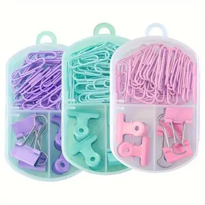 Metal Binder Clip Set, 45pcs/box Multifunctional Combination Paper Clip, Office Stationery & Supplies for School & Office, Paperclips