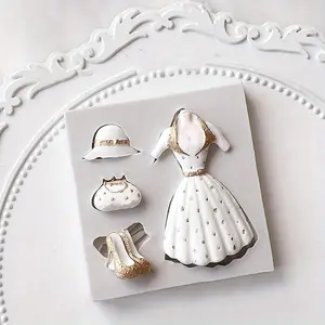 1pc, Cute Princess Dress Costume Fondant Cake Decoration Silicone Mold - Perfect for Fondant, Baking, Handcraft, Handicraft, and Kitchen Gadgets