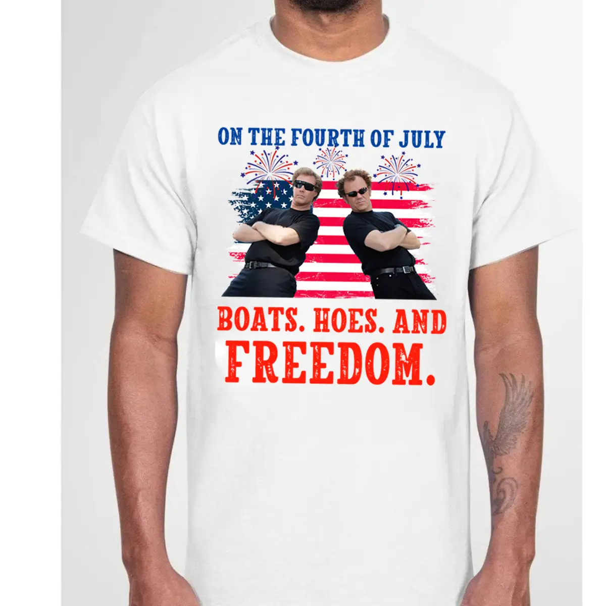 On the Fourth Of July Boats Hoes And Freedom Parody Step Brothers Shirt, Step Brothers T Shirt, Funny 4th Of July Shirt