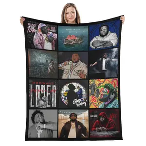 Rod Wave Flannel American Blankets Lightweight Soft Warm Blanket Plush Air Conditioned Throw Blankets for Teen Couch Bed Sofa Living Room Chair