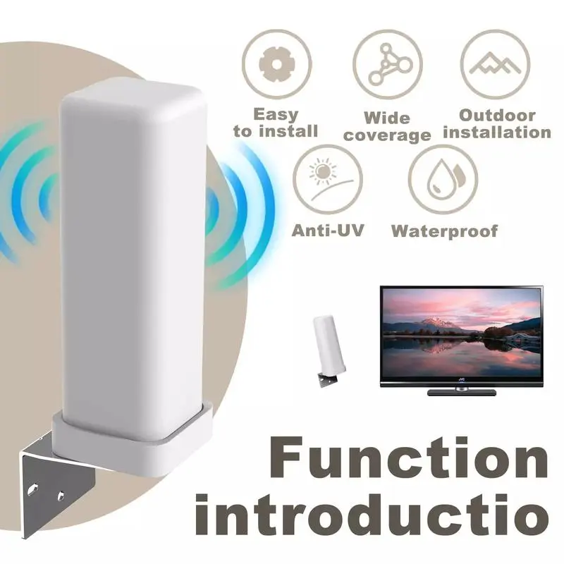 Outdoor HD 4K Digital TV Antenna, 360° Signal Amplifier, 1080P HDTV Accessories, Easy Installation, Waterproof, Anti-UV, Coaxial Cable Adapter Included