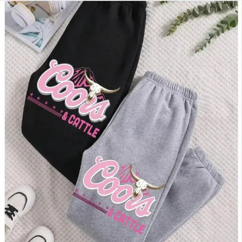 Coors & Cattle Graphic Sweatpants, Unisex Regular Fit Joggers for Everyday Wear, Casual Western Style, Comfortable & Stylish Lounge Pants