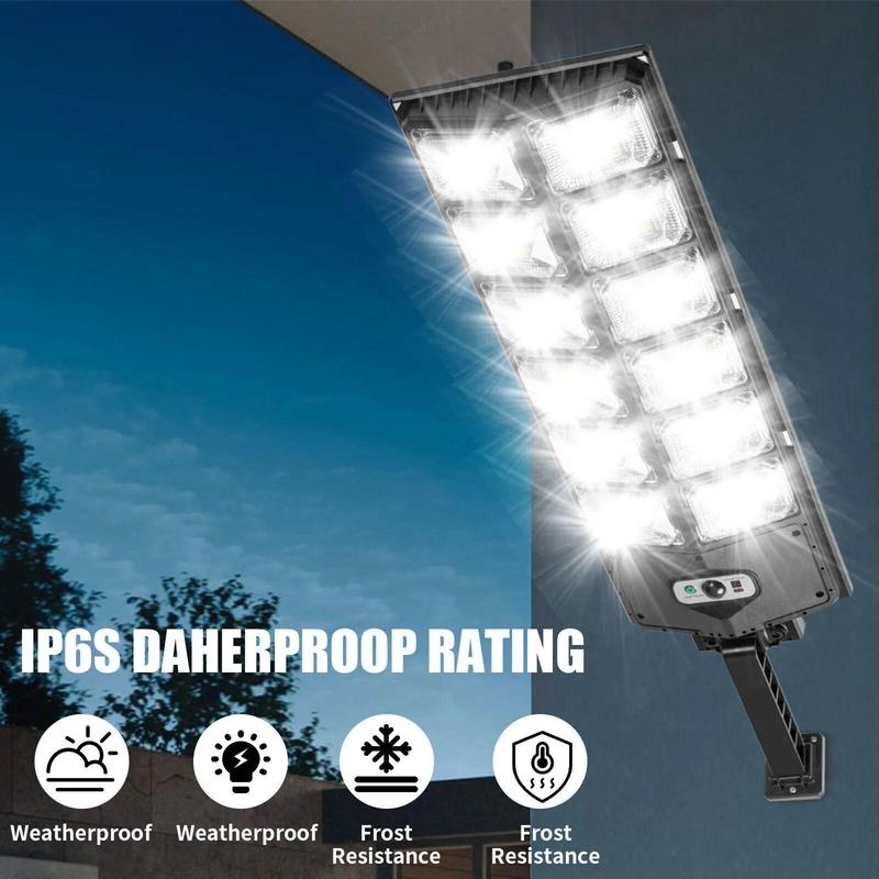 Solar Street Light with 3 Lighting Modes, remote control 504 LED Outdoor sensor light IP65 Waterproof for Garden Yard Commercial Light