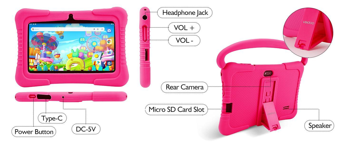 2026 New upgrade  Kids Tablet, 7-inch Android 32GB WiFi Tablet for Toddler, Learning Tablet with IWAWA App, Children's Tablet with Silicone Case Graphics Cellphone Anti-drop silicone case, Great Holiday Gift for Teens & Kids