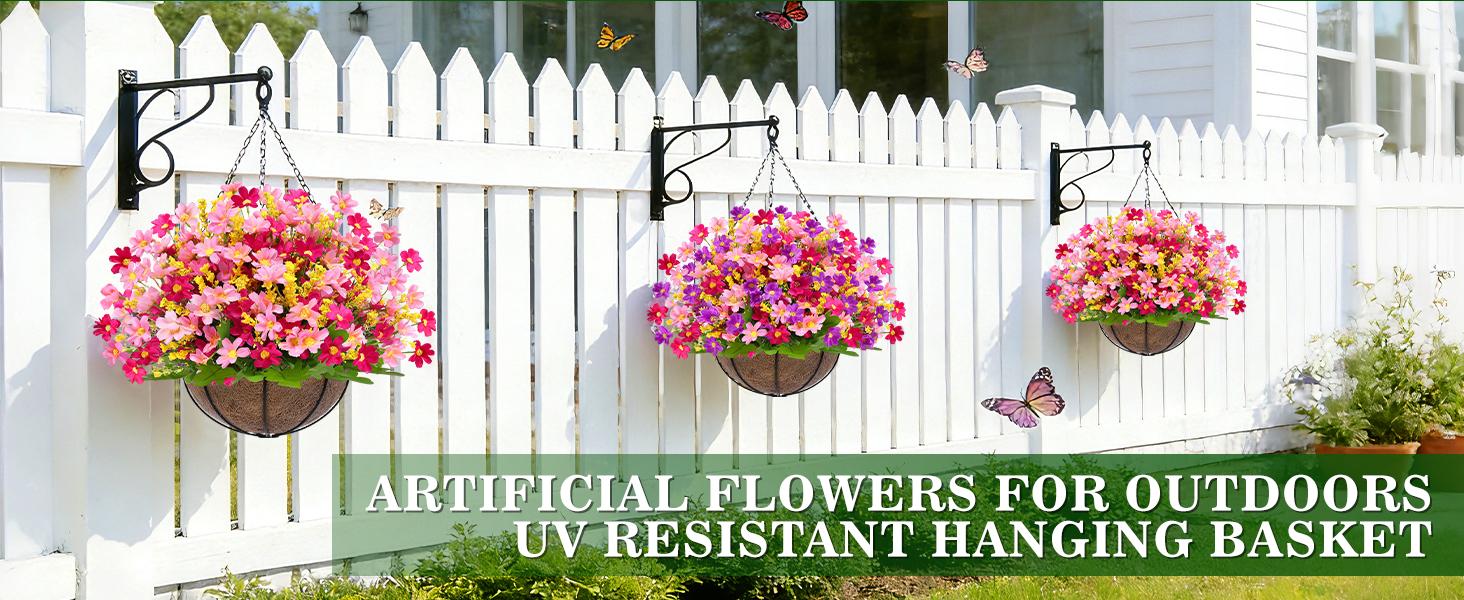 1/2pcs Artificial Hanging Flowers Basket for Outdoor Spring Summer Decor, Faux Silk Pink Purple Daisy Flowers in Hanging Planter,UV Resistant Fake Flower Look Real for Home Patio Balcony Yard Decor 1/2pcs Artificial Hanging Flowers Basket for Outdoor Spring Summer Decor, Faux Silk Pink Purple Daisy Flowers in Hanging Planter,UV Resistant Fake Flower Look Real for Home Patio Balcony Yard Decor