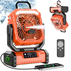20000mAh Portable Camping Fan with Mist Spray & LED Light Wireless Outdoor Fan for Fishing, BBQ and Travel