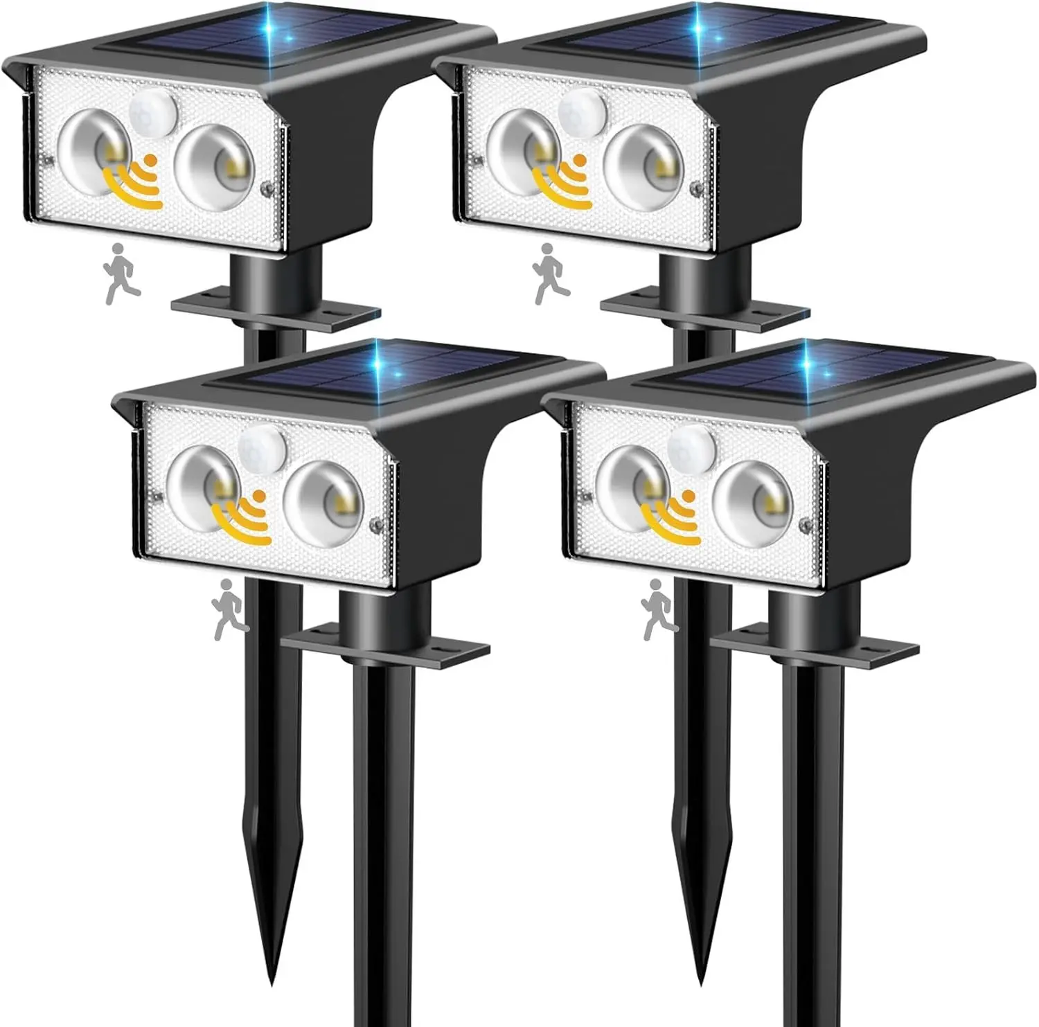 btfarm Solar Spot Lights Outdoor Waterproof, 4 Pack/3 Modes Motion Sensor Lights, Solar Powered Spotlights 2-in-1 Auto On/Off for Outside Pathway Yard Garden Lighting, Cool White