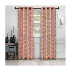 Superior Embroidered Quatrefoil Sheer Curtains, 52" x 96"