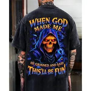 Chaosmoda Generation X When God Made Me He Grinned Custom Year Skull T-shirt， good graphic tees