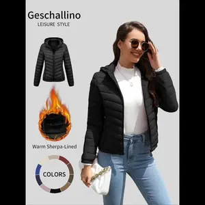 Women'sLightweightPufferJacket,CasualFall&WinterHoodedCoatwithPockets,WarmDailyCommuteOuterwear