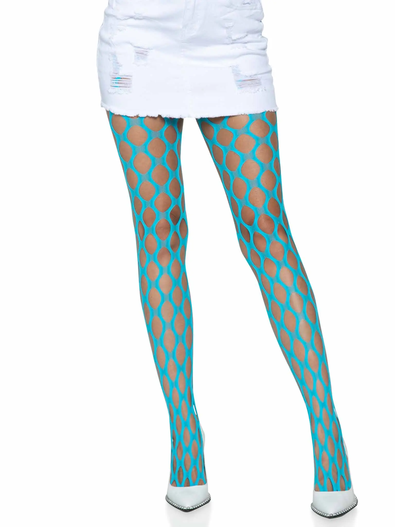 Ivy Pothole Net Tights Blue