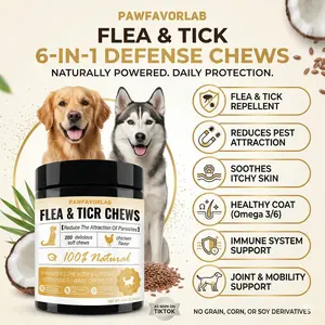 [Easter Promotion] PAWFAVORLAB Flea & Tick Veterinary Formulated Support Chews for Dogs, with Vitamins Plant-Based Ingredients pet dog chews itching skin relief supplements