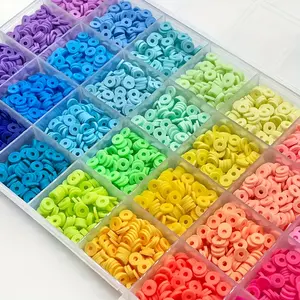 Clay bead set - Planar circular polymer clay spacer beads - DIY beads Round beads Jewelry making set - Suitable for friendship bracelets, necklace accessories, handmade materials, bracelet making set, jewelry making process