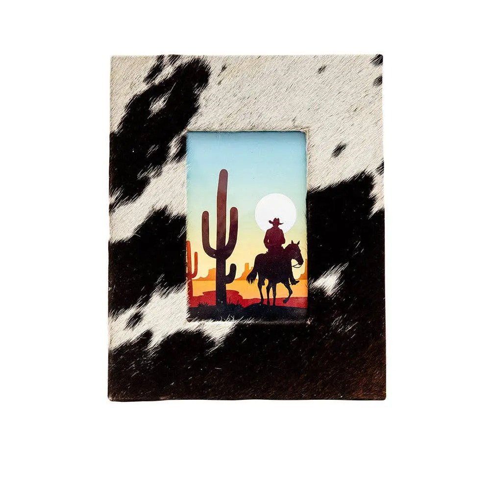 Myra Western Cowhide Photo Frame - Cow Print
