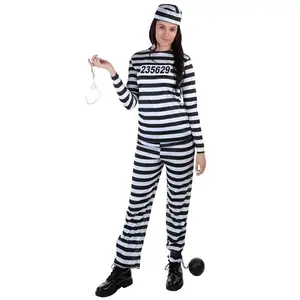 Women's Striped Prisoner Costume