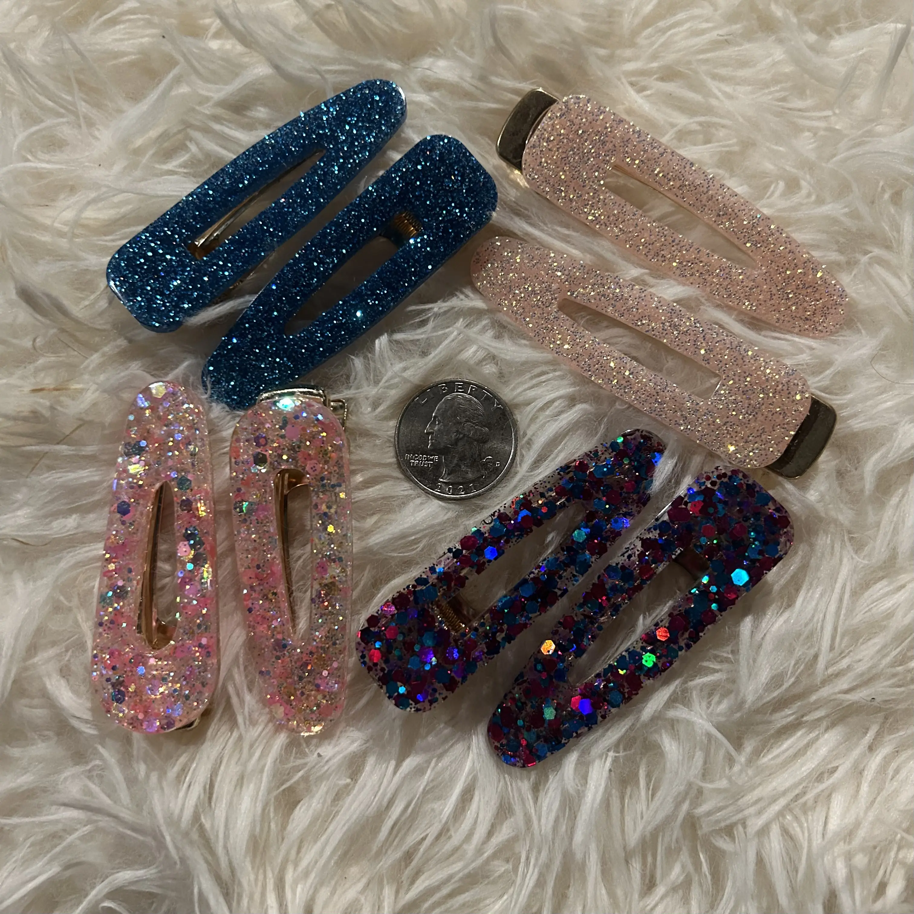 Handmade Glittery Resin Hair Barrettes for Women & Girls