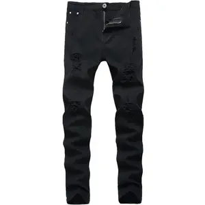 Fashion black Slim Fit Stretch Straight Leg  Men's Skinny Pants for men Menswear Pocket Outfit Tops Trouser Plain