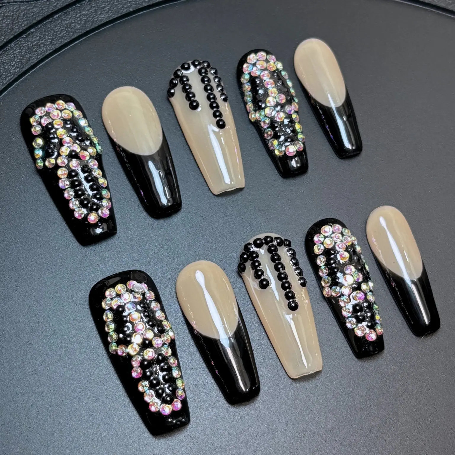 10 Pcs Handmade Halloween Press on Nails Fake Nails with Glue, Ghost Face Spider Web Designs Horror Artificial Acrylic Thick Full Cover Stick on Nails for Women