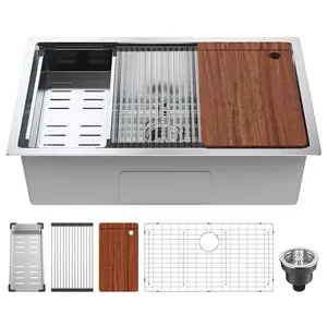 【Summervibes】VEVOR Kitchen Sink, 304 Stainless Steel Drop-In Sinks, Undermount Single Bowl Basin with Ledge and Accessories, Household Dishwasher Sinks for Workstation, RV, Prep Kitchen, and Bar Sink, 30 inch