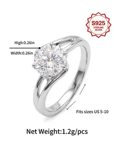 YaoLi Jewelry, Angel's Kiss Ring, adjustable S925 sterling silver with 1.2 carat moissanite, VVSP grade moissanite, exquisite jewelry R1, is an ideal gift for birthdays, engagements, weddings, anniversaries, Christmas, Mother's Day, and Valentine's Day