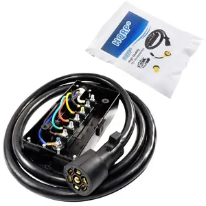 7-Way Plug Inline Trailer Cord / 7-Pin Wiring Harness w/Junction Box / 7 Blade Wire Cable Towing Wiring Connect Kit for RV Camper Truck - 4ft, Weatherproof and Corrosion Resistant
