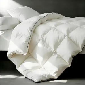 100% Cotton Shell Queen Size Luxury Goose Down Comforter, All Season White Medium Warmth Duvet Insert 430 Thread (Queen 90x90)