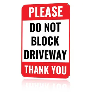 Please Do Not Block Driveway Metal Sign 12x8 In Aluminum, Vintage Traffic Warning Tin Sign for Driveway, Yard, Street, Retro No Blocking Wall Art for Home, Business, 12x8 Inch Aluminum Plaque