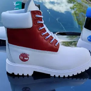 Fashion casual boots waterproof men custom Burgundy