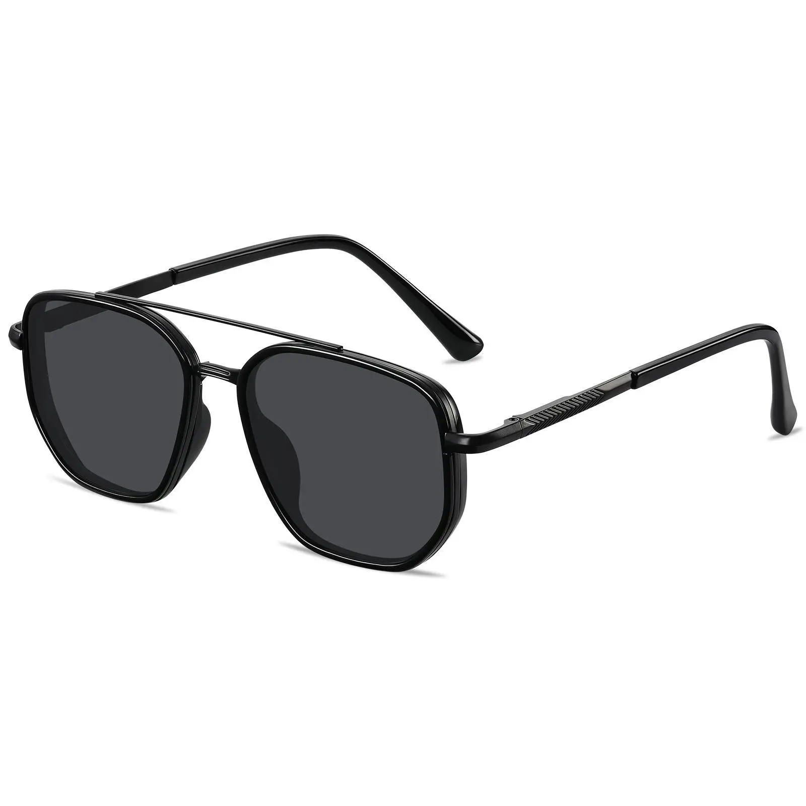Aviator Sunglasses for Men & Women, Retro Double Bridge Square Polarized Sunglasses, Vintage Pilot Shades for Driving, Travel & Outdoor